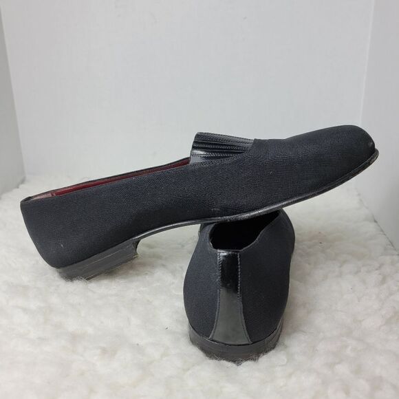 Vintage Bally  Plaza Mens Size 9.5 Smoking Dress Black Canvas Slipper Shoes - Picture 4 of 10
